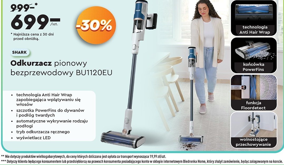 Odkurzacz pionowy bu1120eu SHARK promocja w Biedronka