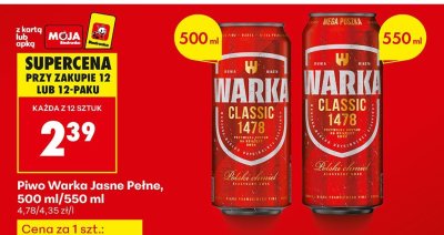 Piwo Warka Classic 500 ml promocja w Biedronka