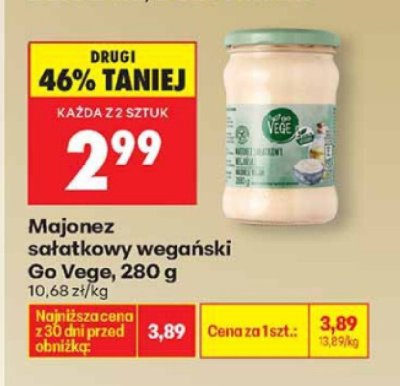 Majonez sałatkowy wegański Go Vege promocja w Biedronka