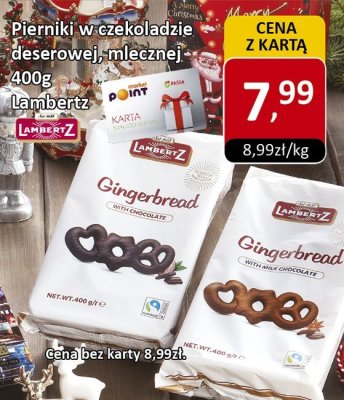 Pierniki w czekoladzie deserowej, mlecznej 400g Lambertz promocja w Market Point