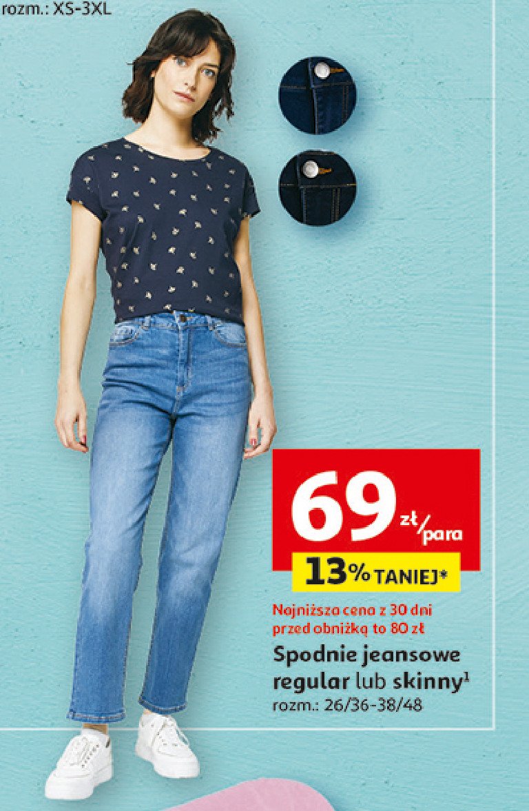Spodnie damskie jeansowe skinny Auchan inextenso promocja