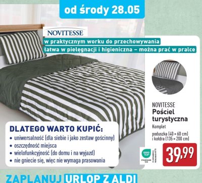 Po艣ciel turystyczna poduszka 40 x 60 cm + ko艂dra 135 x 200 cm Novitesse promocja