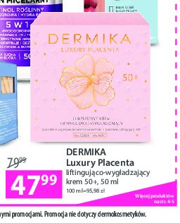 Krem do twarzy wygładzający 50+ Dermika luxury placenta promocja