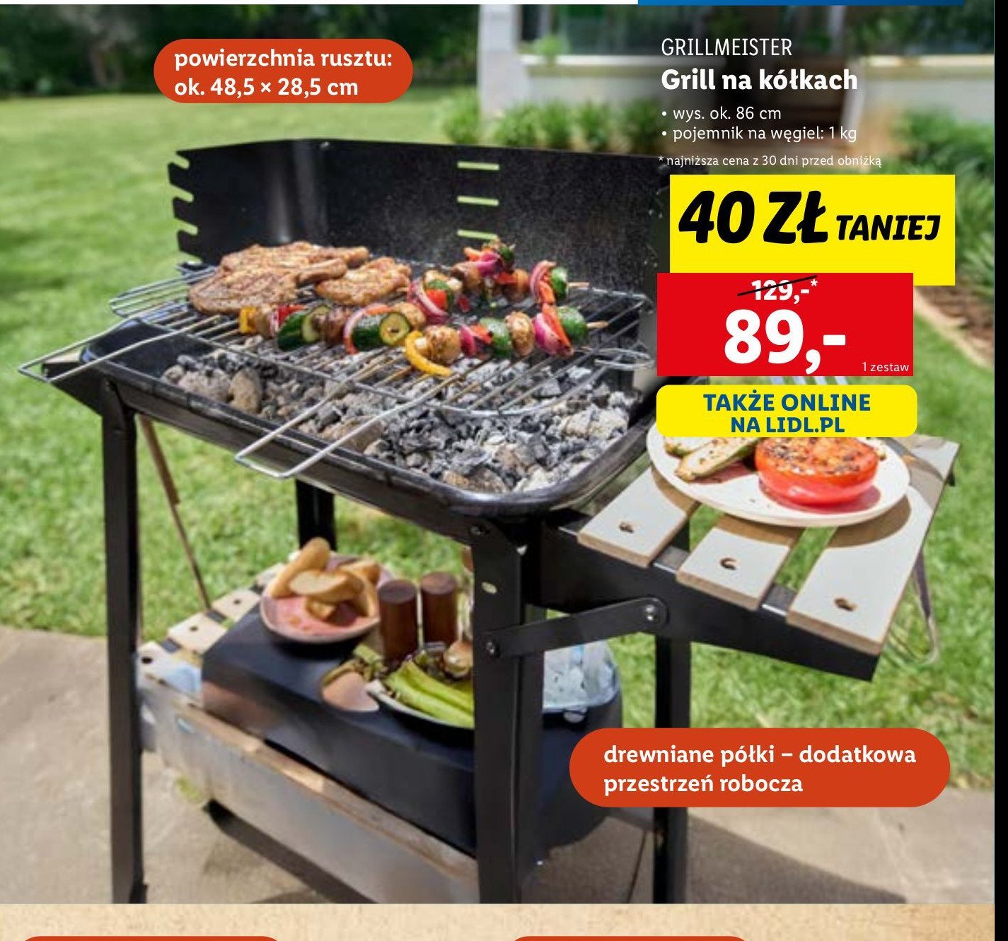 Grill na kółkach 86 cm Grill meister promocja w Lidl