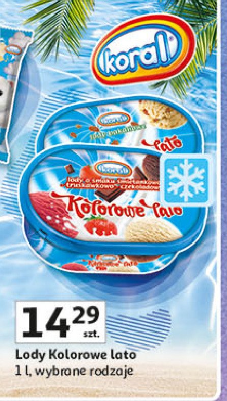 Lody bakaliowe Koral kolorowe lato promocja w Auchan