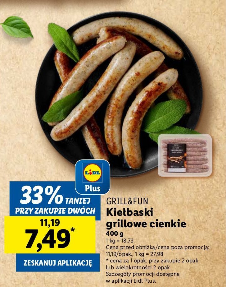 Kiełbaski grillowe cienkie Grill and fun promocja