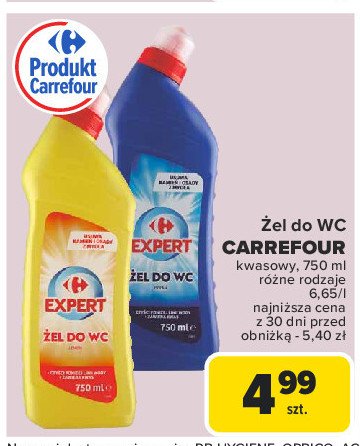 Żel do wc cytrynowy Carrefour promocja w Carrefour Market