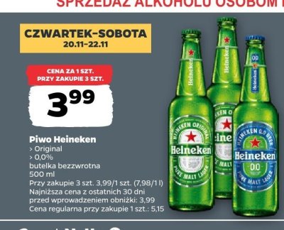 Piwo Heineken 0,0% promocja w Netto