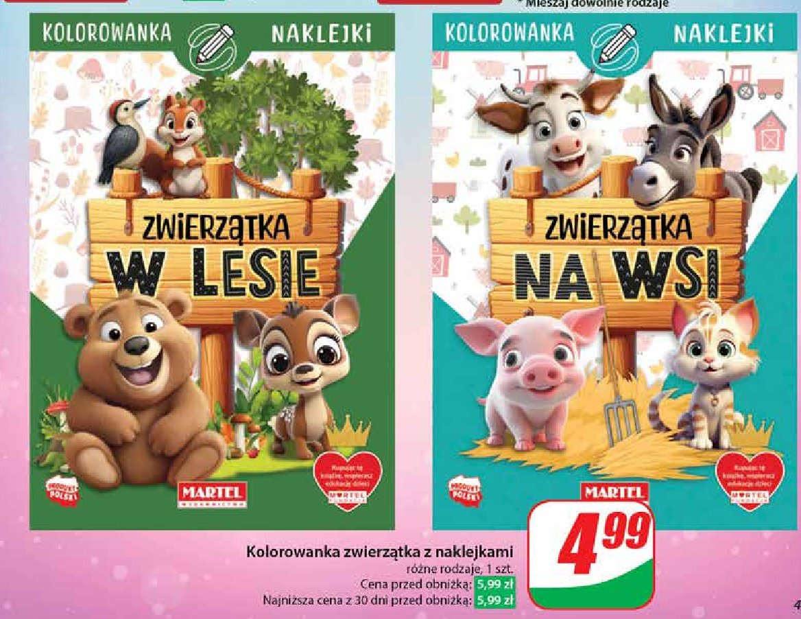 Kolorowanka zwierzątka w lesie promocja w Dino