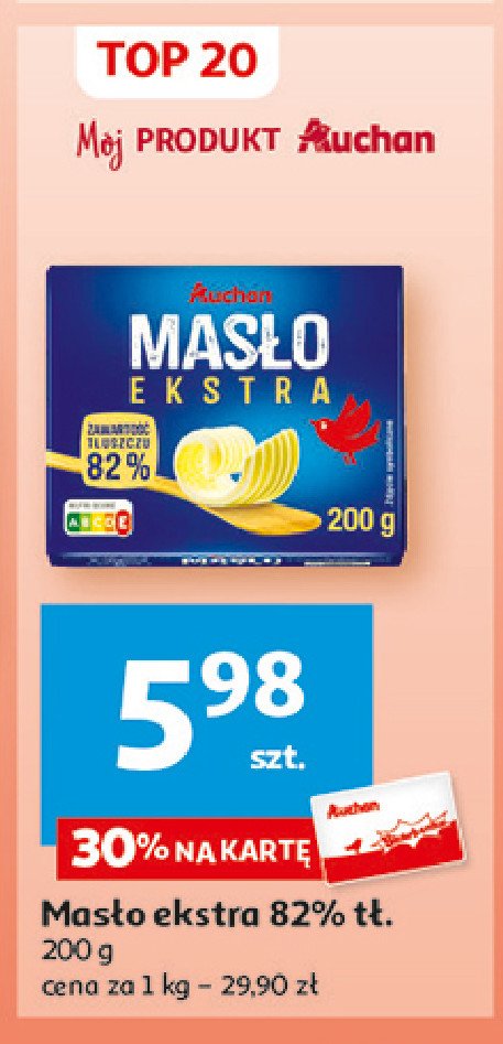 Masło ekstra Auchan różnorodne (logo czerwone) promocja