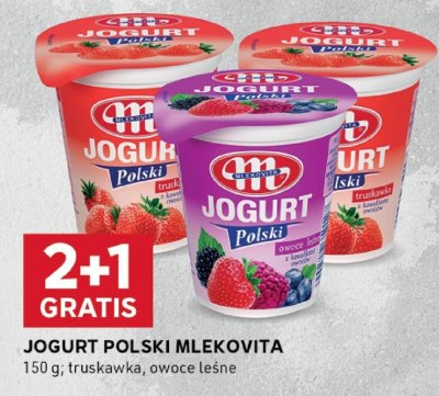 Jogurt Polski truskawka 2+1 GRATIS Mlekovita promocja w Stokrotka