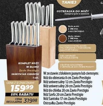 Komplet no偶y w drewnianym bloku akacja Zavio prestigio promocje