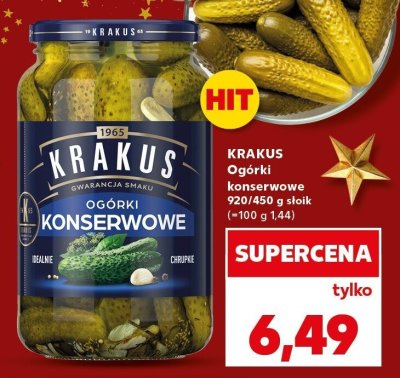 Ogórki konserwowe Krakus 920/1650 g promocja w Kaufland