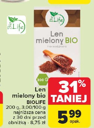 Len mielony Bio life promocja w Carrefour