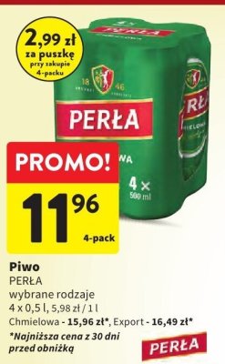 Piwo Perła wybrane rodzaje promocja w Intermarche
