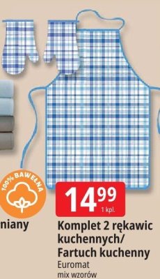 Komplet 2 rękawic kuchennych/Fartuch kuchenny Euromat mix wzorów promocja w Leclerc