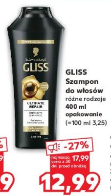 Szampon do w艂os贸w Gliss kur ultimate repair promocja
