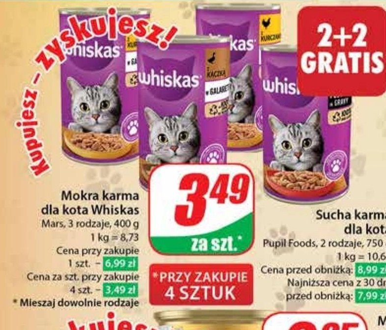 Karma dla kota wołowina Whiskas promocja w Dino