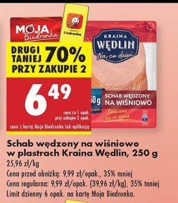 Schab wędzony na wiśniowo w plastrach Kraina wędlin promocja