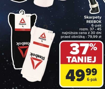 Skarpety REEBOK 6-pak rozm. 37-45 najniższa cena z 30 dni przed obniżką 79,99 zł promocja w Carrefour