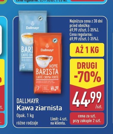 Kawa Dallmayr home barista caffe crema dolce promocja w Aldi
