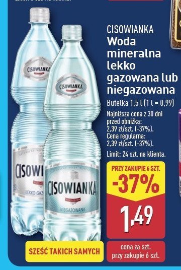 Woda niegazowana Cisowianka promocja w Aldi