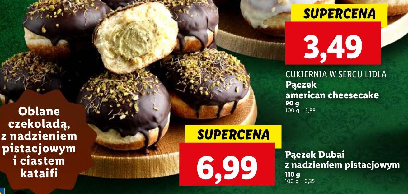 Pączek dubai z nadzieniem pistacjowym promocja w Lidl