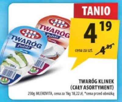 Twaróg Klinek (cały asortyment) Mlekovita promocja w Arhelan