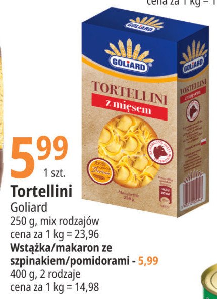 Makaron wstążki ze szpinakiem Goliard promocja