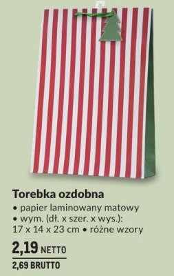 Torebka ozdobna papier laminowany matowy wym. (dł. x szer. x wys.): 17 x 14 x 23 cm, różne wzory promocja w Makro