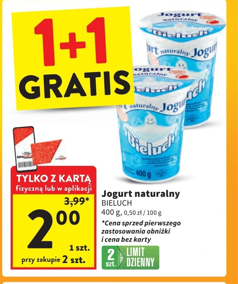 Jogurt naturalny Bieluch promocja w Intermarche