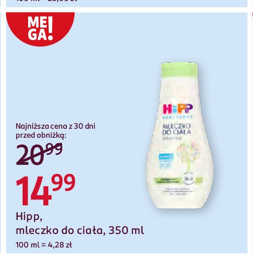 Mleczko pielęgnacyjne Hipp promocja w Rossmann