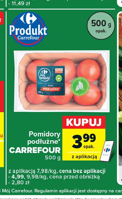 Pomidory czerwone podłużne Carrefour targ świeżości promocja