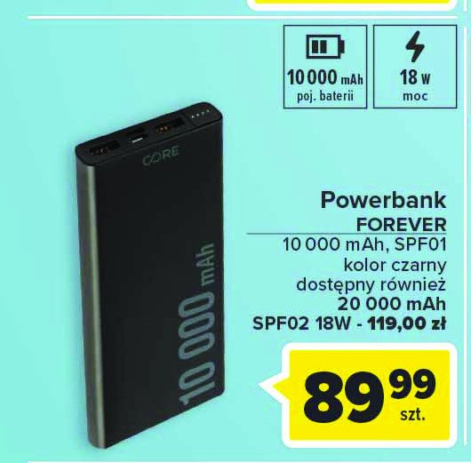 Powerbank 20000 mah Forever promocja