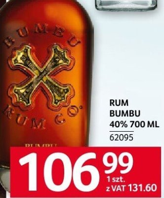 Rum Bumbu 40% 700 ml promocja w Selgros