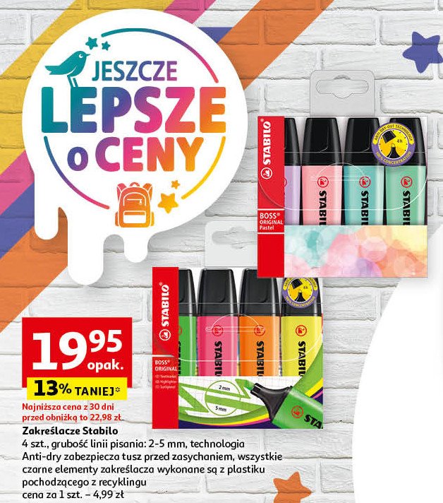 Zakreślacz boss zielony + różowy + pomarańczowy + żółty Stabilo promocja