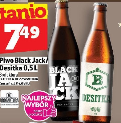Piwo Black Jack / Desitka 0,5l promocja w TOPAZ