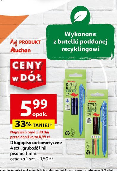 Długopisy niebieskie Auchan promocja w Netto