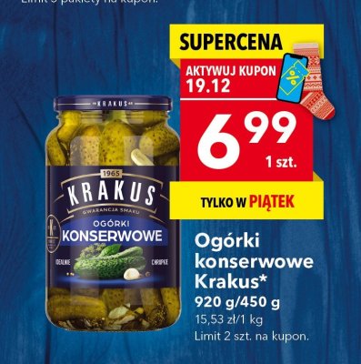 Ogórki konserwowe Krakus, 920 g/450 g promocja w LEWIATAN