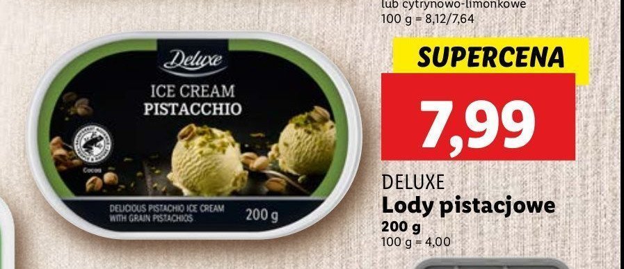 Lody z pistacjami Deluxe promocja