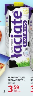 Mleko UHT Łaciate 1,5% bez laktozy 1L promocja w Selgros