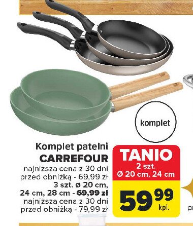 Komplet patelni 20 + 24 + 28 cm Carrefour promocja w Carrefour Market