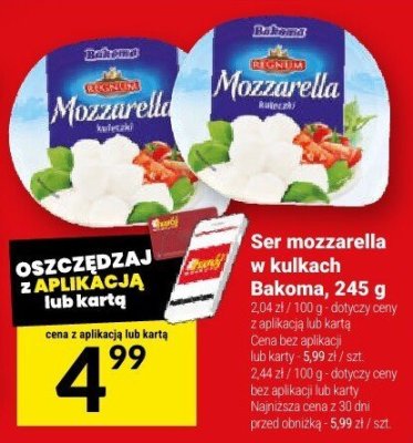Ser mozzarella w kulkach Bakoma, 245 g promocja w Twój Market