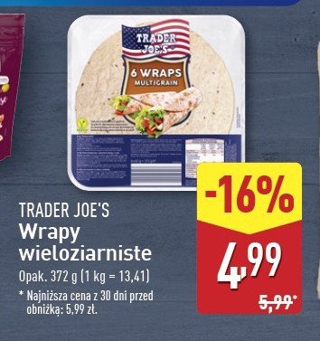 Wrapsy wielozbożowe 6 szt Trader joe's promocja w Aldi