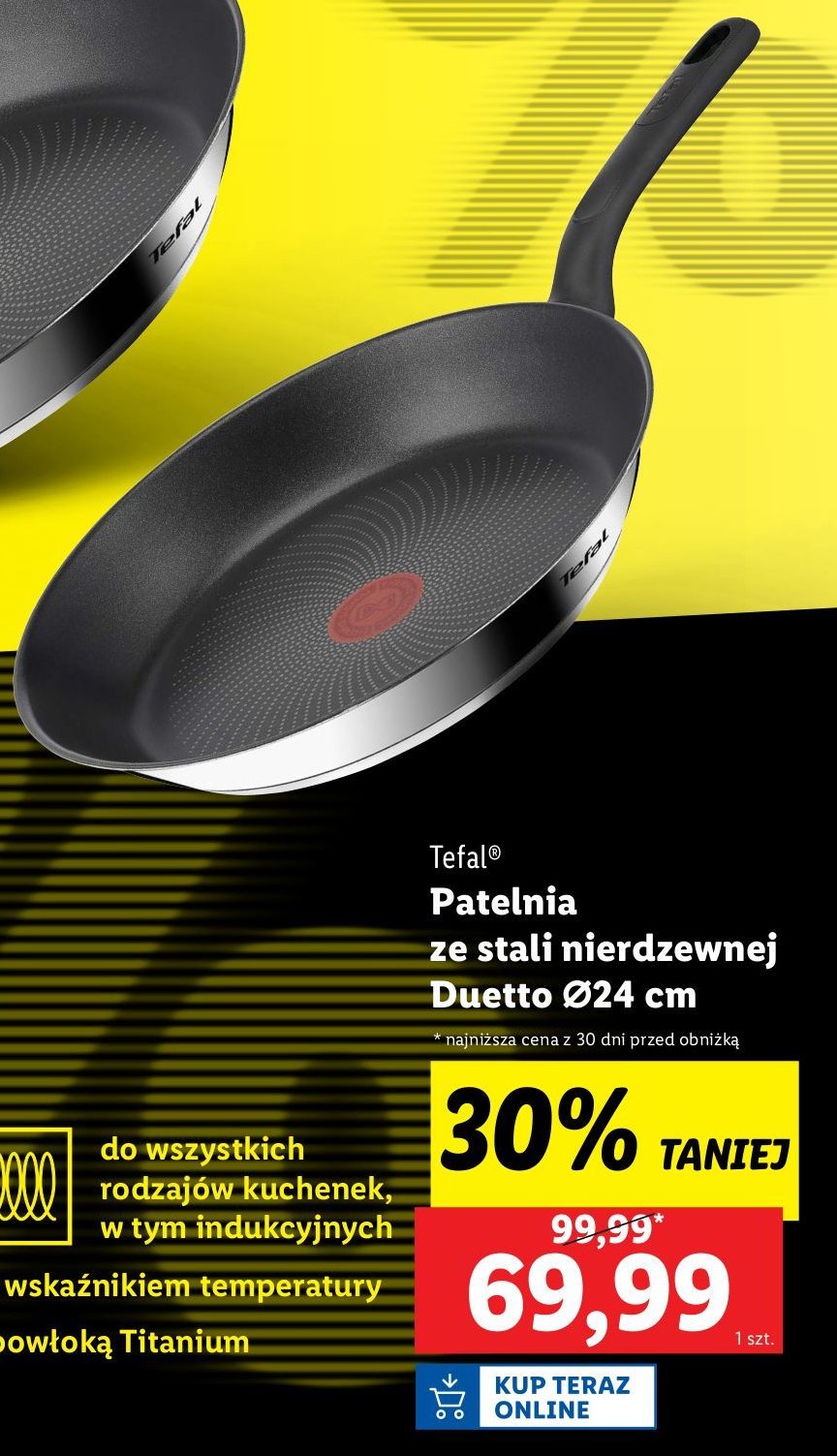 Patelnia duetto 24 cm Tefal promocja w Lidl