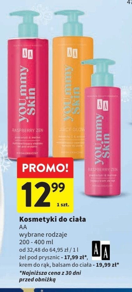 Balsam do ciała rozświetlająco-nawilżający Aa yoummy skin promocja w Intermarche