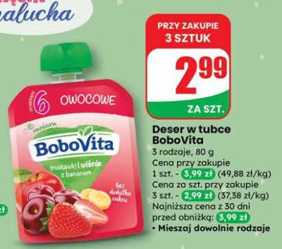 Deser w tubce BoboVita 3 rodzaje promocja w Dino