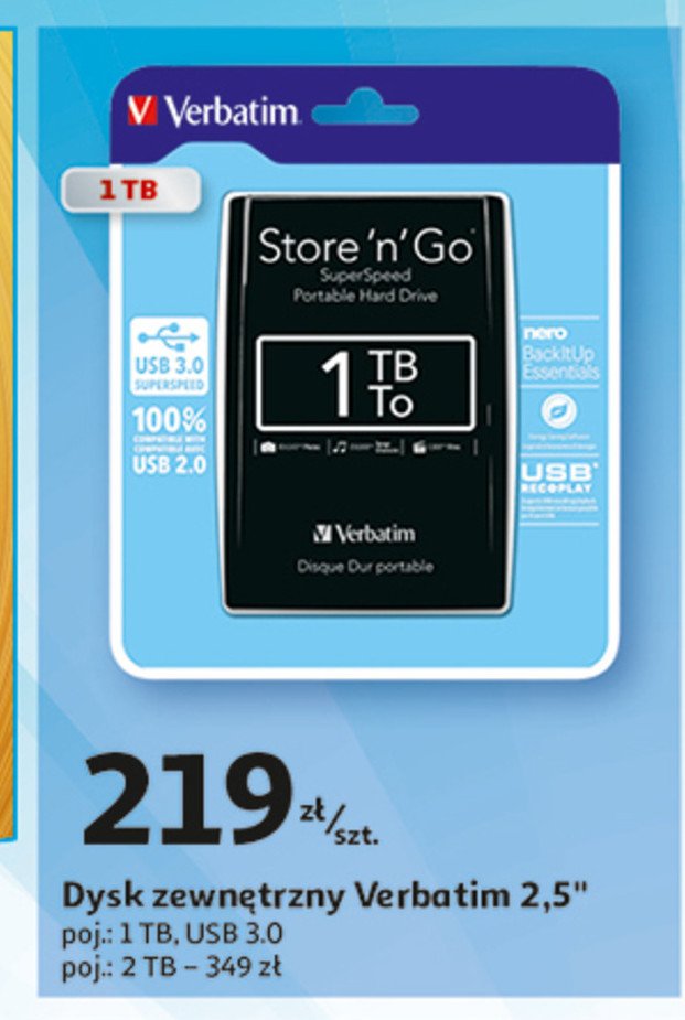 Dysk twardy 3.0 1 tb Verbatim promocja