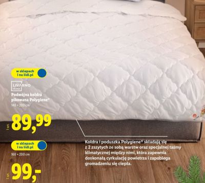 Kołdra podwójna pikowana 160x200 cm promocja w Lidl