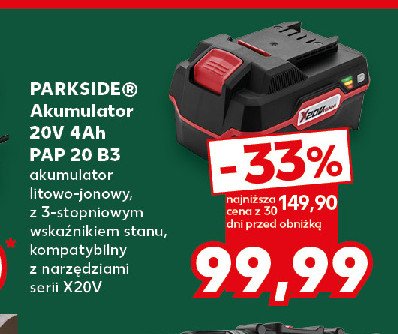Akumulator litowo-jonowy 20v 4ah Parkside promocja w Kaufland